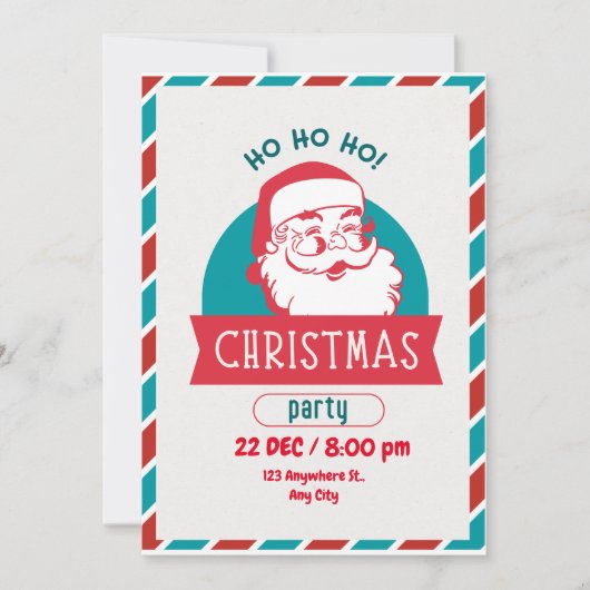 Invitation Funny Ho Ho Holy Retro Père Noël Face Noël (Devant)