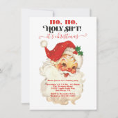 Invitation Funny Ho Ho Holy Retro Père Noël Face Noël (Devant)