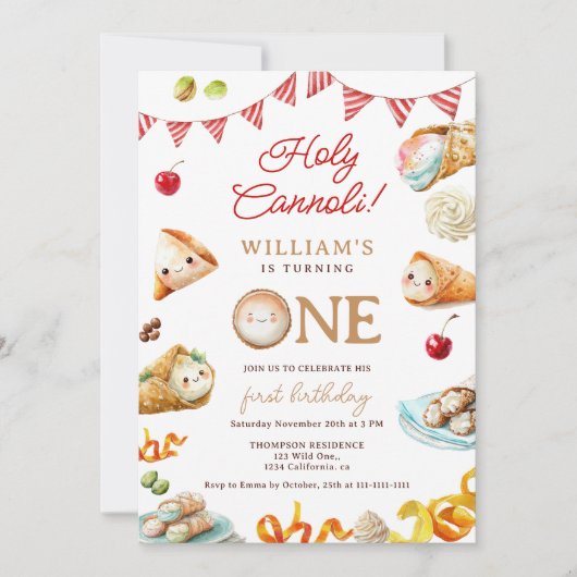 Invitation Funny Holy Cannoli Sweet 1er anniversaire photo (Devant)