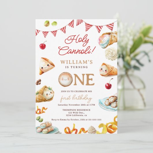 Invitation Funny Holy Cannoli Sweet 1er anniversaire photo (Debout devant)