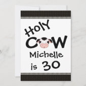 Invitation Funny Holy Cow 30th humoristique Noir, Blanc Anniv (Devant)