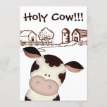 Invitation Funny Holy Cow Farm Fête du 50e anniversaire<br><div class="desc">Cette Vache !!! l'invitation de votre 50e anniversaire comporte une drôle de vache en état de choc sur la vieillesse. Il y a une charmante ferme tracée sur la ligne dans le arrière - plan. Le dos contient aussi le mot art "MOOO!" avec la vache humoristique au sommet. Avec tous...</div>