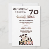Invitation Funny Holy Cow Farm Humoristique 70e fête d'annive (Dos)