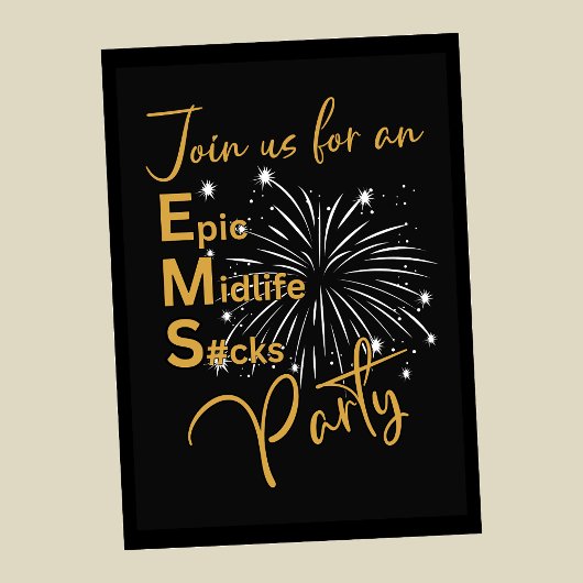 Invitation Funny Hommes Gold Epic Midlife S#cks 50e anniversa