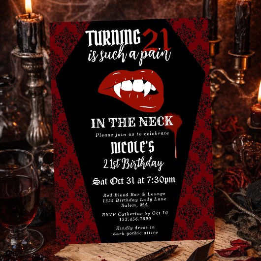 Invitation Funny Horror Gothic Vampire Any Age Birthday Party