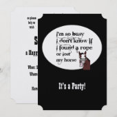 Invitation Funny Horse Western Thème Anniversaire Personnalis (Devant / Derrière)