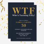 Invitation Funny Humoristique 50e anniversaire WTF Marine Blu