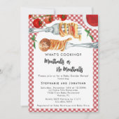 Invitation Funny Italian Pasta Meatballs Gender Reveal Party (Devant)