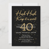 Invitation Funny It's A Secret Black Gold 40th Birthday (Devant)