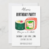 Invitation Funny Kawaii Sushi Rolls Anniversaire (Devant)