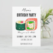 Invitation Funny Kawaii Sushi Rolls Anniversaire (Debout devant)
