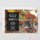 Invitation 💀 Funny La Calavera en casquette avec des fleurs (Devant)