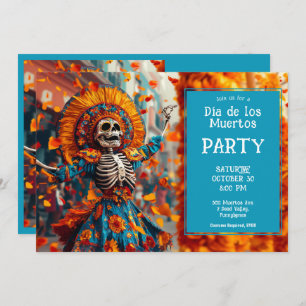 Invitation 💀 Funny La Calavera en robe fleurie