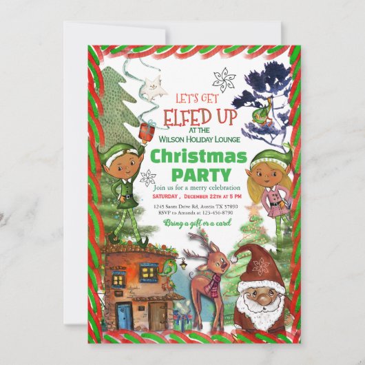 Invitation Funny Let's Get Elfed Up Christmas Party (Devant)
