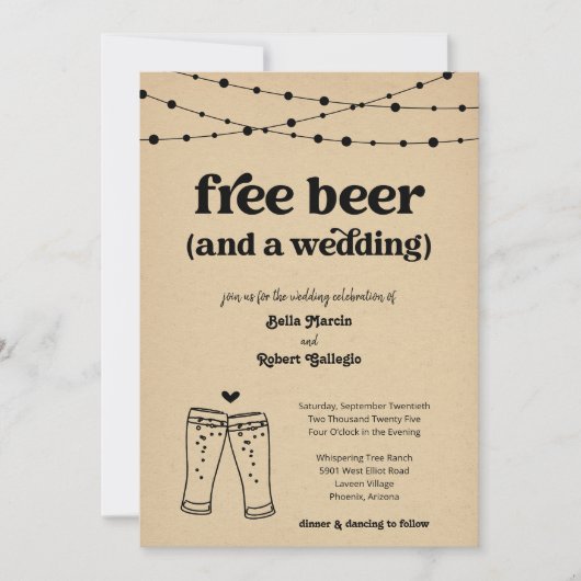 Invitation Funny Libre Bière Mariage à thème (Devant)