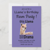 Invitation Funny Llama Animal Anniversaire de la ferme (Devant)