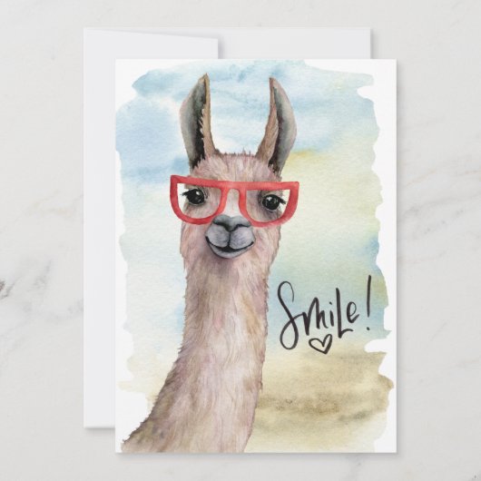 Invitation Funny Llama Mariage aquarellé (Dos)