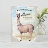 Invitation Funny Llama Mariage reportée Date de modification (Debout devant)