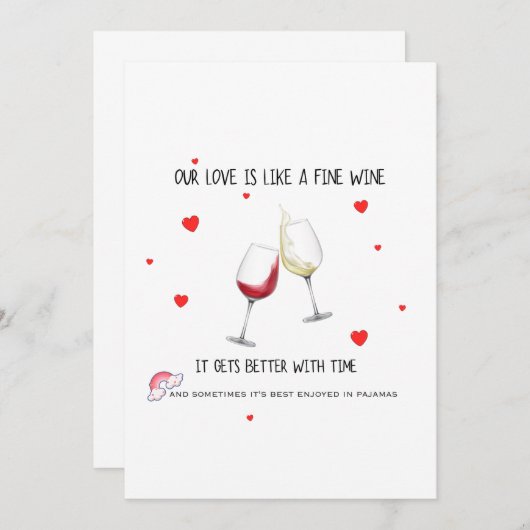 Invitation Funny Love Fine Wine Card (Devant / Derrière)