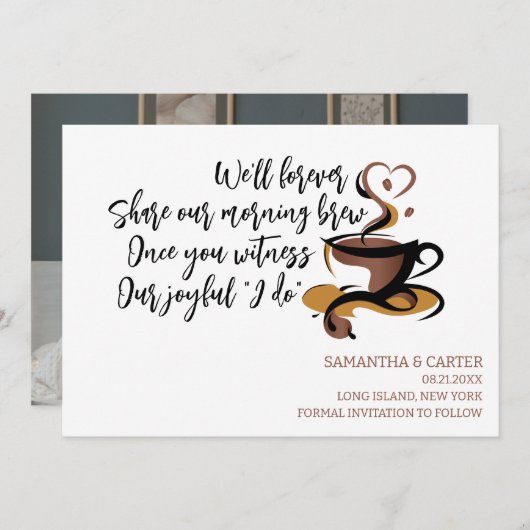 Invitation Funny Mariage à thème Café Enregistrer le design D (Devant / Derrière)