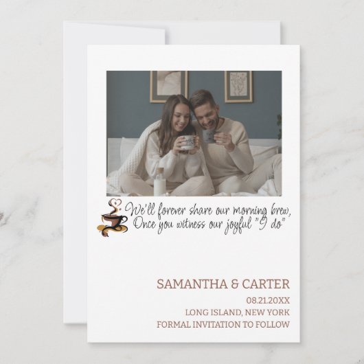 Invitation Funny Mariage à thème Café Enregistrer le design D (Devant)