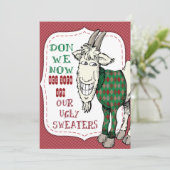 Invitation FUNNY MEH Chèvre dans sa fête de Noël, sucrée (Debout devant)