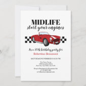 Invitation Funny Midlife Vintage Red Car 50th Birthday (Devant)