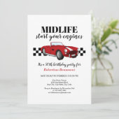 Invitation Funny Midlife Vintage Red Car 50th Birthday (Debout devant)