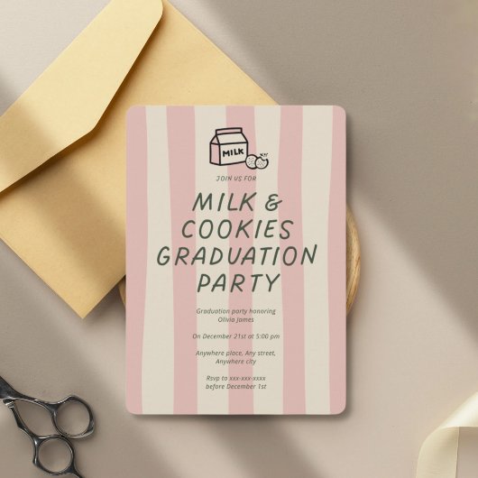 Invitation Funny, milk and cookies graduation party