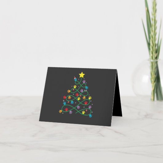 Invitation Funny Noël Paw Tree Puppy Paws GIft (Devant)