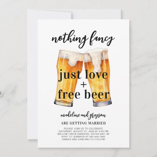 Invitation Funny Nothing Fancy Love Bière Décontracté Mariage (Devant)