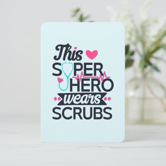 Invitation Funny Nuring Superhero Dit Merci (Debout devant)