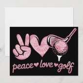 Invitation Funny Peace Love Golf Player Sport Lovers  (Devant / Derrière)