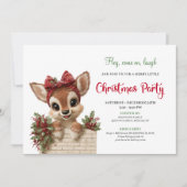 Invitation Funny peeking reindeer holiday kids party invites (Devant)