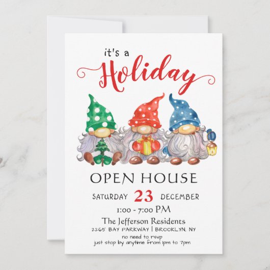 Invitation Funny Père Noël Gnomes Noël Holiday Open House (Devant)