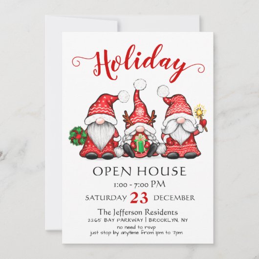Invitation Funny Père Noël Gnomes Noël Holiday Open House (Devant)