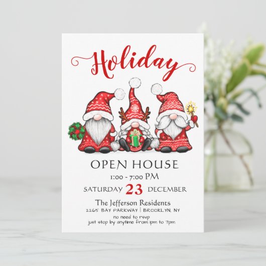 Invitation Funny Père Noël Gnomes Noël Holiday Open House (Debout devant)