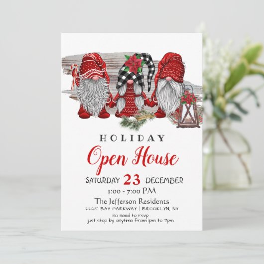 Invitation Funny Père Noël Gnomes Noël Holiday Open House (Debout devant)