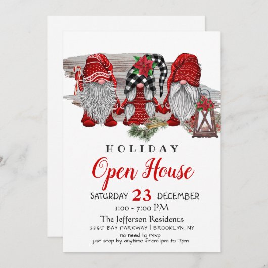 Invitation Funny Père Noël Gnomes Noël Holiday Open House (Devant / Derrière)