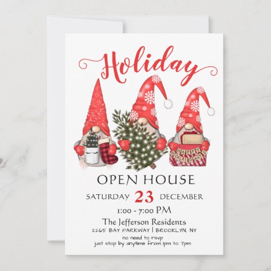 Invitation Funny Père Noël Gnomes Noël Holiday Open House (Devant)