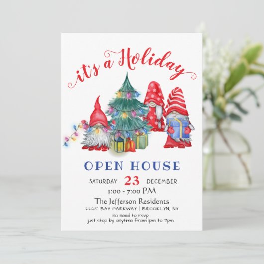 Invitation Funny Père Noël Gnomes Noël Holiday Open House (Debout devant)