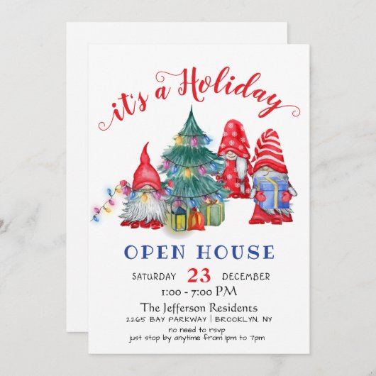 Invitation Funny Père Noël Gnomes Noël Holiday Open House (Devant / Derrière)