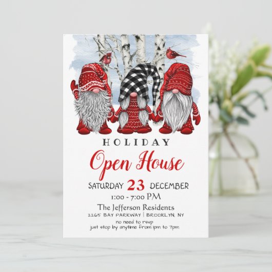 Invitation Funny Père Noël Gnomes Noël Holiday Open House (Debout devant)