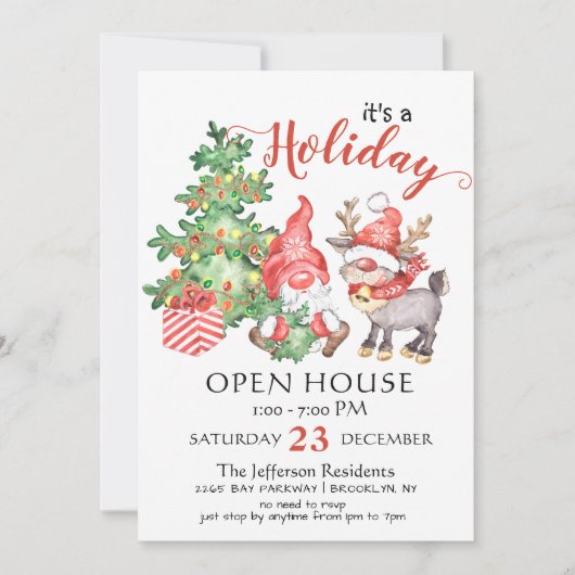 Invitation Funny Père Noël Gnomes Noël Holiday Open House (Devant)