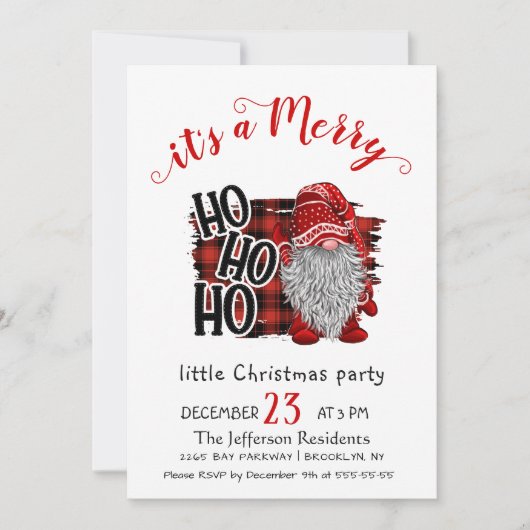 Invitation Funny Père Noël Joyeux Noël Petite fête (Devant)