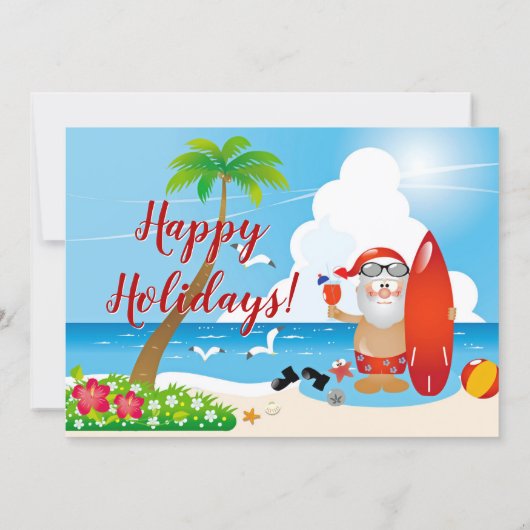 Invitation Funny Père Noël Tropical Beach Noël Party (Dos)