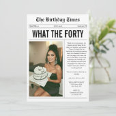 Invitation Funny Photo Newspaper 40th Birthday (Debout devant)