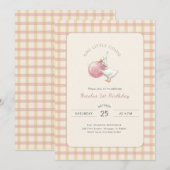 Invitation Funny Pink Bow One Little Goose 1st Birthday Party (Devant / Derrière)