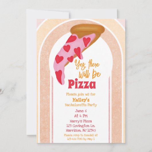 Invitation Funny Pizza Bachelorette Party (Devant)