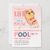 Invitation Funny POOL PARTY Rose Graduation Girls (Devant)